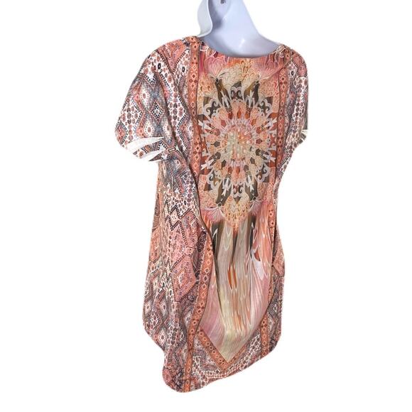 ONE WORLD Boho Printed Knit Flutter Sleeve T-Shirt Women’s Size S - Picture 6 of 11